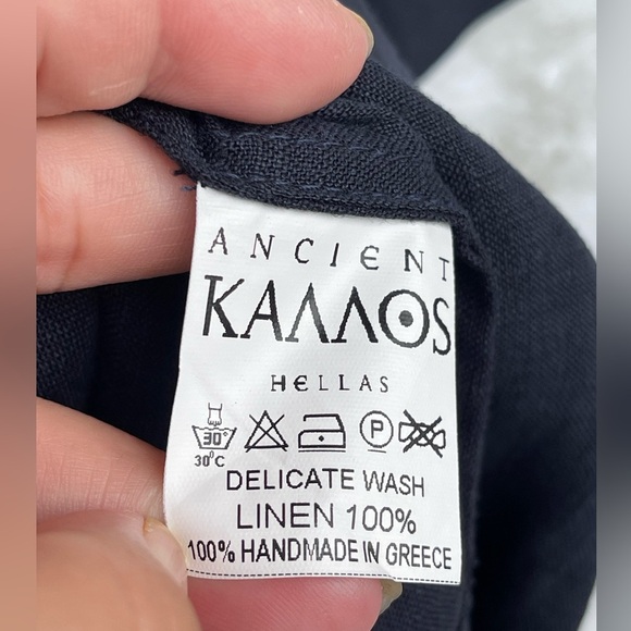 Ancient Kallos navy Linen Kaftan Dress - 100%
Handmade in Greece, Boho Maxi - Picture 9 of 12